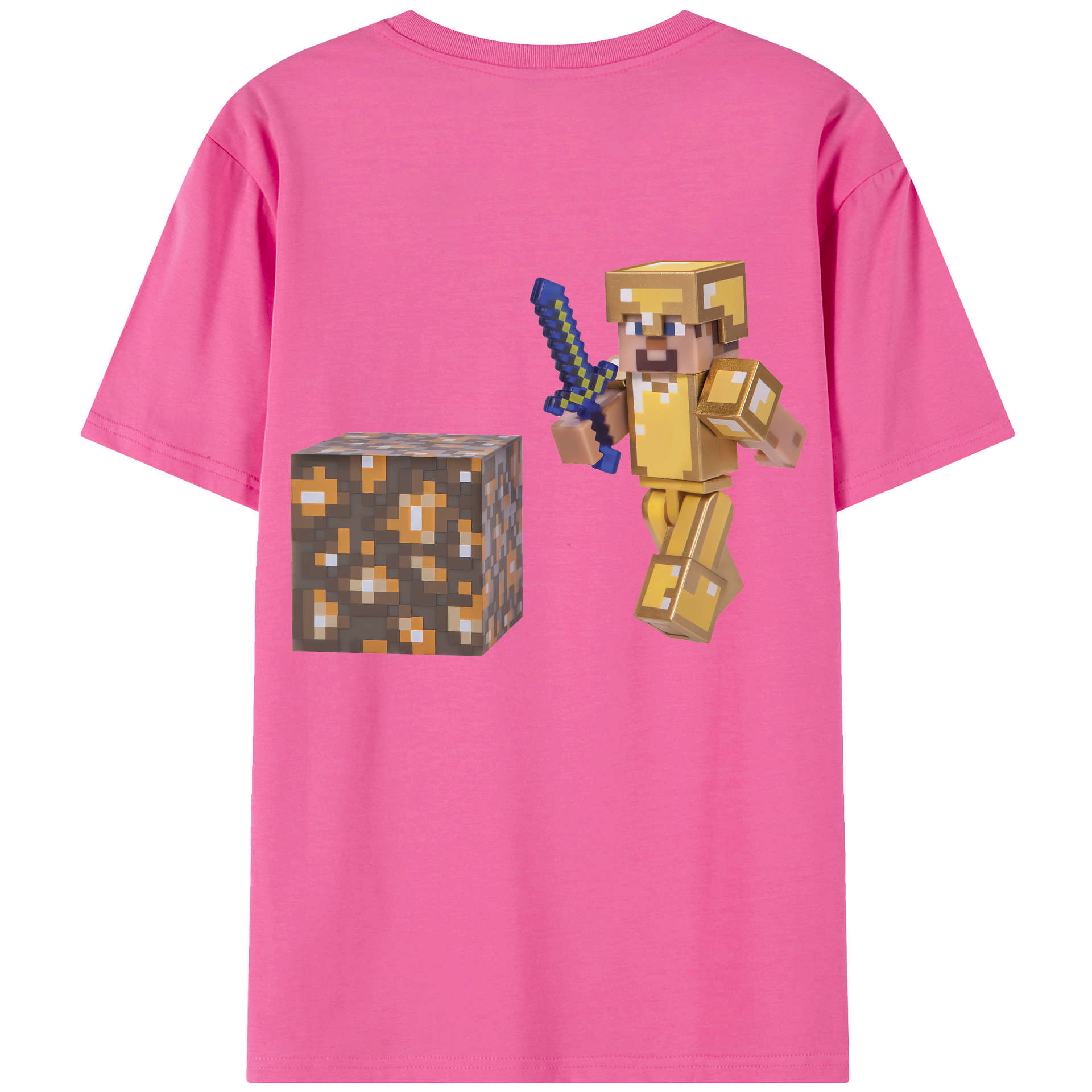 （画像用） マインクラフト ブロックの世界 Minecraft MC Block world レディース半袖Tシャツ(バックプリント)